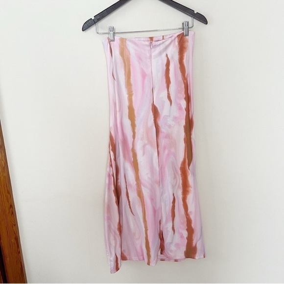 AMYLYNN Pink/Brown Tie Dye Adjustable Side Cinched Skirt Midi Length Size Medium - Picture 5 of 9